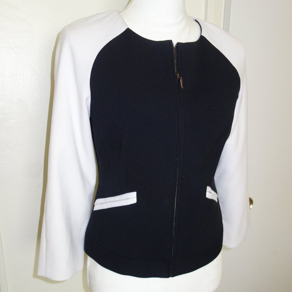 The Limited White & Black Zipper Blazer Jacket - Size XS